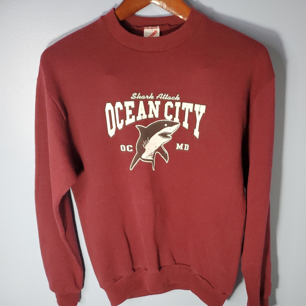 90's Ocean City Shark Attack Jerzees Woman Size XL  Made In USA